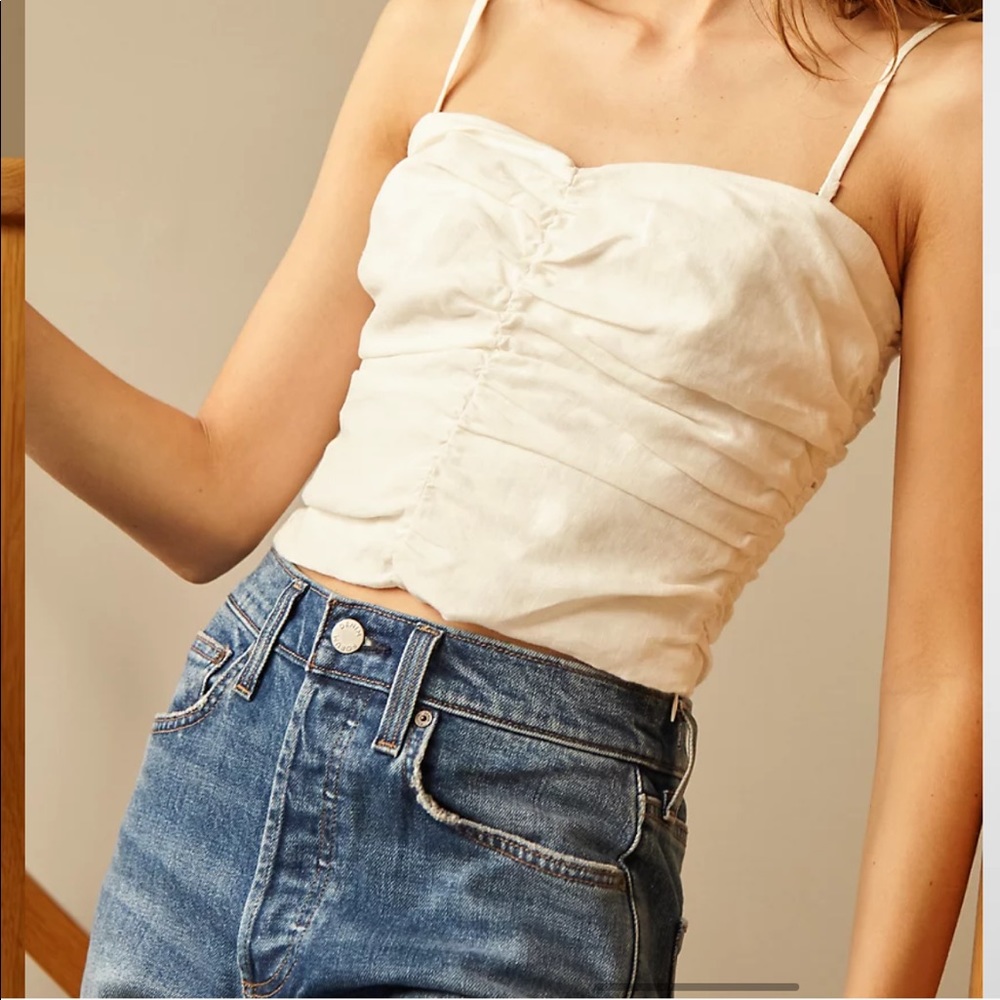ARITZIA Wilfred Fatale Camisole Scrunched Tank Top Sleeveless White